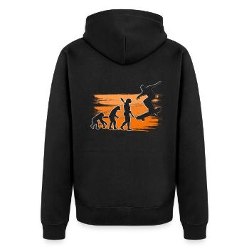 Skating Board Skate Skater Evolution Of Skateboard - Unisex Premium Bio Zip Hoodie - Schwarz - Hinten - Nico (187cm)