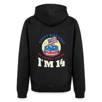 US America Flag Cake Naissance Age 14 USA 4 juillet - Veste à capuche bio Premium Unisexe - noir - Dos - Nico (187cm)
