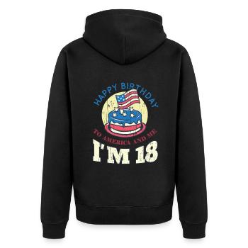 US America Flag Cake Naissance Age 18 USA 4 juillet - Veste à capuche bio Premium Unisexe - noir - Dos - Nico (187cm)