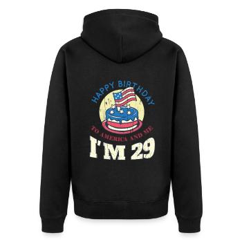 US America Flag Cake Naissance Age 29 USA 4 juillet - Veste à capuche bio Premium Unisexe - noir - Dos - Nico (187cm)