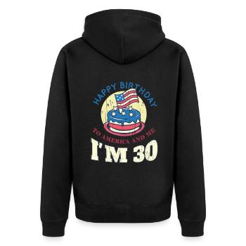 US America Flag Cake Naissance Age 30 USA 4 juillet - Veste à capuche bio Premium Unisexe - noir - Dos - Nico (187cm)