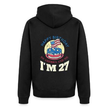 US America Flag Cake Naissance Age 27 USA 4 juillet - Veste à capuche bio Premium Unisexe - noir - Dos - Nico (187cm)