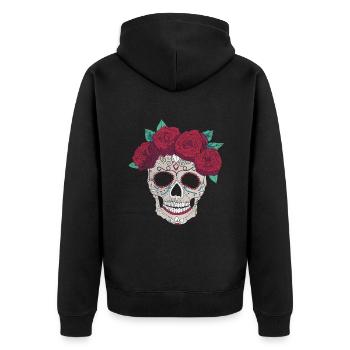Rose Sugar Muertos Day Of Dead Halloween - Unisex Premium Organic Zip Hoodie - black - Back - Nico (187cm)