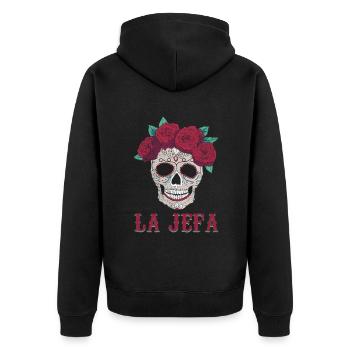 Jefa Rose Sugar Muertos Day Dead Halloween - Unisex Premium Organic Zip Hoodie - black - Back - Nico (187cm)