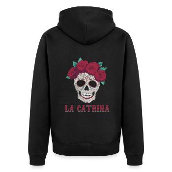 Rose Sugar Muertos Day Dead Halloween - Unisex Premium Organic Zip Hoodie - black - Back - Nico (187cm)