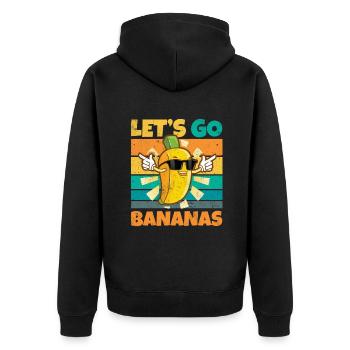 Vintage Let's Bananas Funny Banana - Unisex Premium Bio Zip Hoodie - Schwarz - Hinten - Nico (187cm)