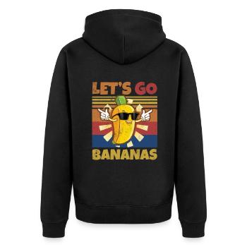 Retro Let's Bananas Funny Banana - Unisex Premium Bio Zip Hoodie - Schwarz - Hinten - Nico (187cm)