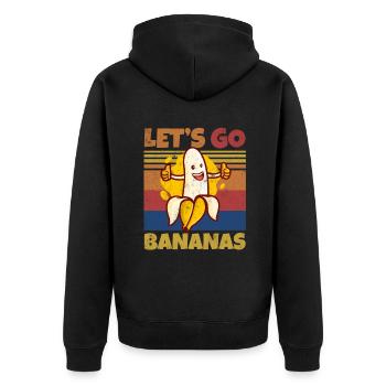 Retro Let's Bananas Funny Thumbs Banana - Unisex Premium Bio Zip Hoodie - Schwarz - Hinten - Nico (187cm)