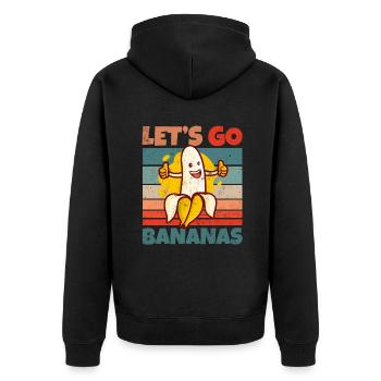 Retro Vintage Let's Bananas Funny Thumbs Banana - Unisex Premium Bio Zip Hoodie - Schwarz - Hinten - Nico (187cm)
