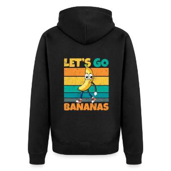 Vintage Let's Bananas Funny Smirk Banana - Unisex Premium Bio Zip Hoodie - Schwarz - Hinten - Nico (187cm)