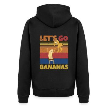 Retro Let's Bananas Funny Strip Banana - Unisex Premium Bio Zip Hoodie - Schwarz - Hinten - Nico (187cm)