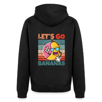 Retro Vintage Let's Bananas Funny Peace Banana - Unisex Premium Bio Zip Hoodie - Schwarz - Hinten - Nico (187cm)