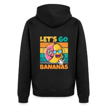 Vintage Let's Bananas Funny Peace Banana - Unisex Premium Bio Zip Hoodie - Schwarz - Hinten - Nico (187cm)