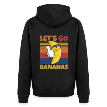 Retro Let's Bananas Funny Cool Banana - Unisex Premium Bio Zip Hoodie - Schwarz - Hinten - Nico (187cm)