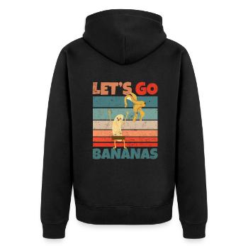 Retro Vintage Let's Bananas Funny Strip Banana - Unisex Premium Bio Zip Hoodie - Schwarz - Hinten - Nico (187cm)