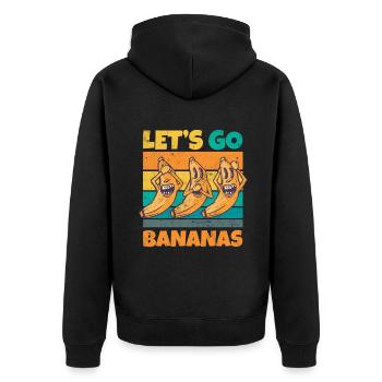 Vintage Let's Bananas Funny Crazy Banana - Unisex Premium Bio Zip Hoodie - Schwarz - Hinten - Nico (187cm)