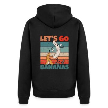 Retro Vintage Let's Bananas Funny Butt Banana - Unisex Premium Bio Zip Hoodie - Schwarz - Hinten - Nico (187cm)