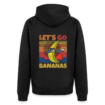 Retro Let's Bananas Funny Dab Banana - Unisex Premium Bio Zip Hoodie - Schwarz - Hinten - Nico (187cm)