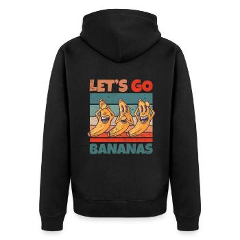 Retro Vintage Let's Bananas Funny Crazy Banana - Unisex Premium Bio Zip Hoodie - Schwarz - Hinten - Nico (187cm)