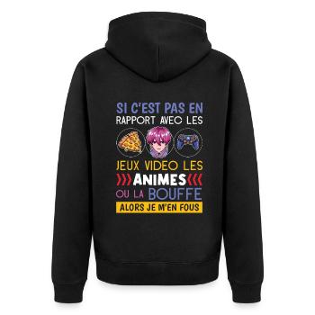 Vaporwave Japan Japanese Video Games Food Anime - Unisex Premium Bio Zip Hoodie - Schwarz - Hinten - Nico (187cm)
