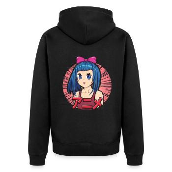 Vaporwave Japan Japanese Kawaii Girl Anime - Unisex Premium Organic Zip Hoodie - black - Back - Nico (187cm)