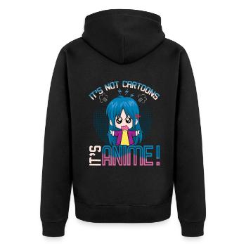 Vaporwave Japan Kawaii Not Cartoons It Is Anime - Unisex Premium Bio Zip Hoodie - Schwarz - Hinten - Nico (187cm)