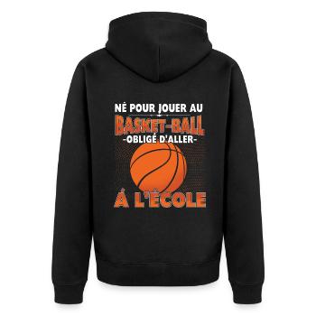 Forced School Athlete Ball Game Sport Basketball - Unisex Premium Bio Zip Hoodie - Schwarz - Hinten - Nico (187cm)