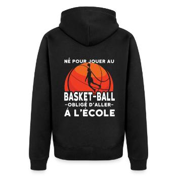 Athlete Ball Game Sport Forced School Basketball - Unisex Premium Bio Zip Hoodie - Schwarz - Hinten - Nico (187cm)