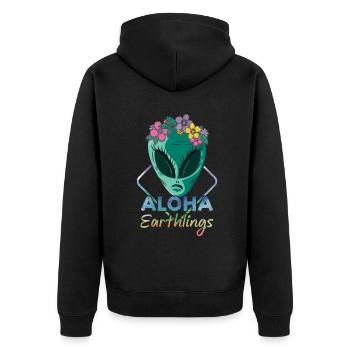 Beach 2022 Tropical Alen Space Aloha Summer - Unisex Premium Bio Zip Hoodie - Schwarz - Hinten - Nico (187cm)