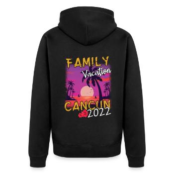Family Vacation 2022 Tropical Hello Summer - Unisex Premium Bio Zip Hoodie - Schwarz - Hinten - Nico (187cm)