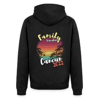 Retro Family Vacation 2022 Tropical Hello Summer - Unisex Premium Organic Zip Hoodie - black - Back - Nico (187cm)