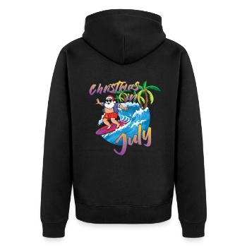 Island Beach Christmas Surfing Santa Summer 2022 - Unisex Premium Bio Zip Hoodie - Schwarz - Hinten - Nico (187cm)