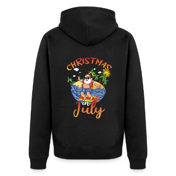 Island Beach Christmas Santa Surfing Summer 2022 - Unisex Premium Bio Zip Hoodie - Schwarz - Hinten - Nico (187cm)