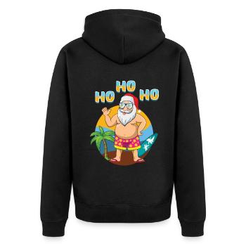 Island Beach Christmas Ho Ho Ho Santa Summer 2022 - Unisex Premium Bio Zip Hoodie - Schwarz - Hinten - Nico (187cm)