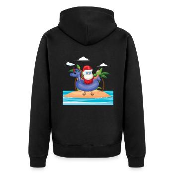 Island Beach Christmas Santa In Pool Summer 2022 - Unisex Premium Bio Zip Hoodie - Schwarz - Hinten - Nico (187cm)