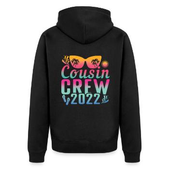 Cousin Crew Vacation 2022 Tropical Hello Summer - Unisex Premium Organic Zip Hoodie - black - Back - Nico (187cm)