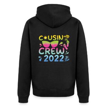Cousin Crew 2022 Vacation Tropical Hello Summer - Unisex Premium Organic Zip Hoodie - black - Back - Nico (187cm)
