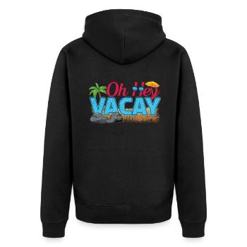 Hey Vacation 2022 Tropical Hello Summer - Unisex Premium Organic Zip Hoodie - black - Back - Nico (187cm)