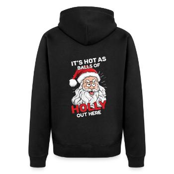 Beach Christmas Funny Hot Balls Santa Summer 2022 - Unisex Premium Bio Zip Hoodie - Schwarz - Hinten - Nico (187cm)