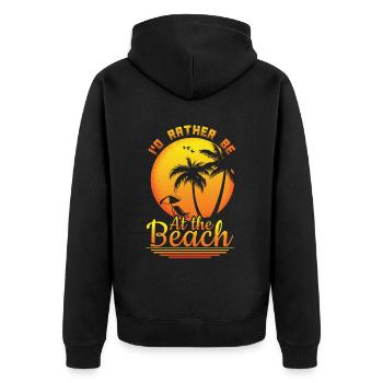 Rather Be At Beach 2022 Tropical Summer - Unisex Premium Bio Zip Hoodie - Schwarz - Hinten - Nico (187cm)