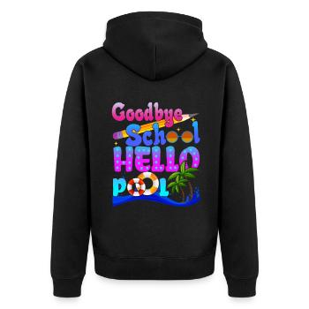 Plage Bonjour Piscine Journée d’école Happy Last Class - Veste à capuche bio Premium Unisexe - noir - Dos - Nico (187cm)