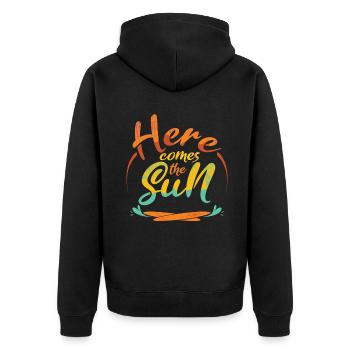 Here Comes Sun Beach 2022 Tropical Hello Summer - Unisex Premium Organic Zip Hoodie - black - Back - Nico (187cm)