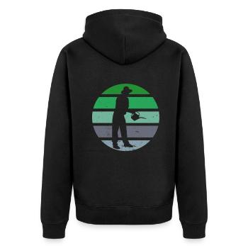Vintage Watering Plant Gardener Gardening Garden - Unisex Premium Organic Zip Hoodie - black - Back - Nico (187cm)