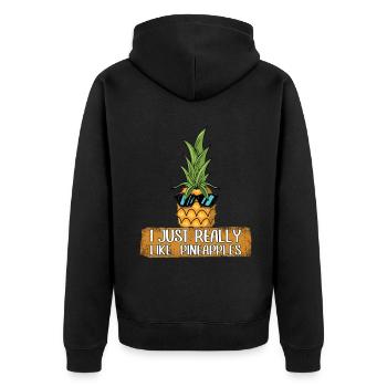 Beach 2022 Tropical Like Pineapple Summer - Unisex Premium Bio Zip Hoodie - Schwarz - Hinten - Nico (187cm)