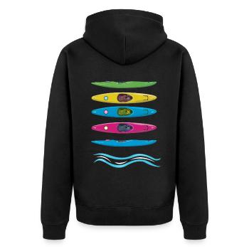 Boating Boat Kayak Pontoon Lake Summer 2022 - Unisex Premium Bio Zip Hoodie - Schwarz - Hinten - Nico (187cm)