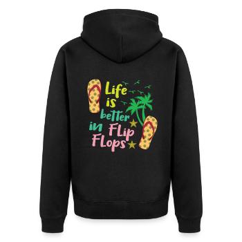 Life Better Flop Beach 2022 Tropical Summer - Unisex Premium Bio Zip Hoodie - Schwarz - Hinten - Nico (187cm)