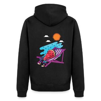 Watermelon Beach 2022 Tropical Hello Summer - Unisex Premium Bio Zip Hoodie - Schwarz - Hinten - Nico (187cm)