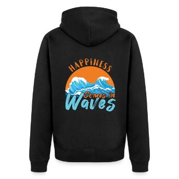 Beach 2022 Tropical Happiness Waves Hello Summer - Unisex Premium Bio Zip Hoodie - Schwarz - Hinten - Nico (187cm)