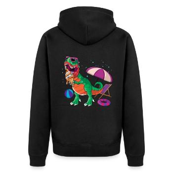 Beach 2022 Tropical Dinosaur Eat In Beach Summer - Unisex Premium Organic Zip Hoodie - black - Back - Nico (187cm)