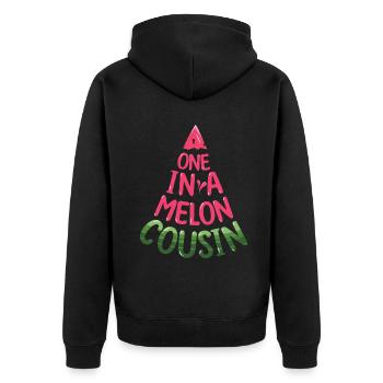 One In Watermelon Cousin Beach 2022 Hello Summer - Unisex Premium Bio Zip Hoodie - Schwarz - Hinten - Nico (187cm)